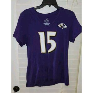purple Baltimore Ravens womens jersey style T Shirt Size LARGE aj brown #15...B3